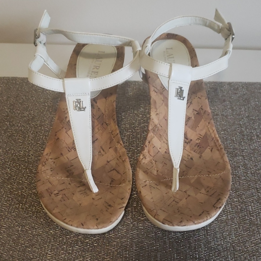WhitLauren Size 8 1/2B Leather Upper Wedge Sandals